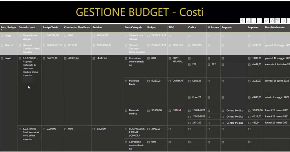 gestione budget